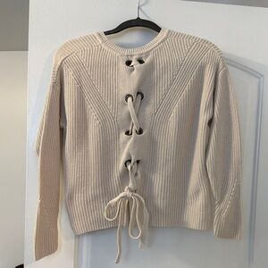 Lucky brand cream Sweater with Lace-Up in the back
